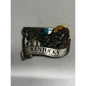 Vintage 1980's Bergamot Brass Kentucky "The Great Escape" Wildlife Belt Buckle